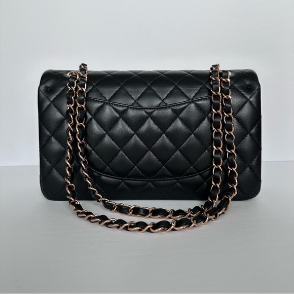 21B Chanel Medium Black Lambskin Classic Flap with Rose Gold Hardware - Picture 3 of 16